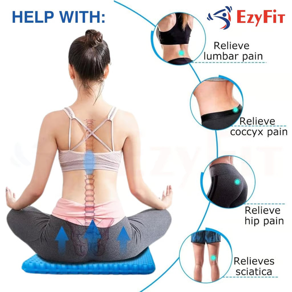 NEYVA™ 100% Gel Seat Cushion – Ergonomic Breathable Cushion for Hip & Back Support