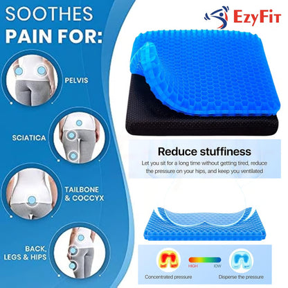 NEYVA™ 100% Gel Seat Cushion – Ergonomic Breathable Cushion for Hip & Back Support