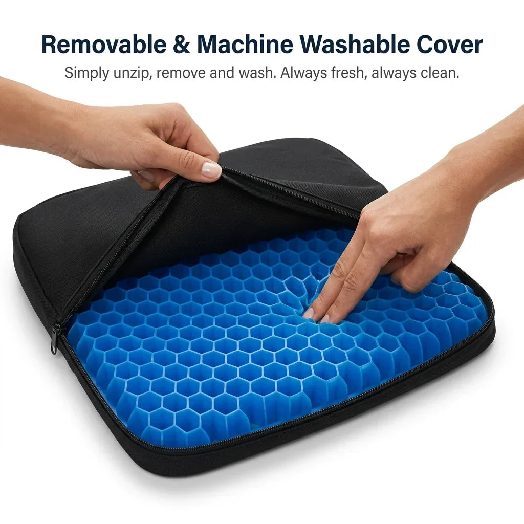 NEYVA™ 100% Gel Seat Cushion – Ergonomic Breathable Cushion for Hip & Back Support